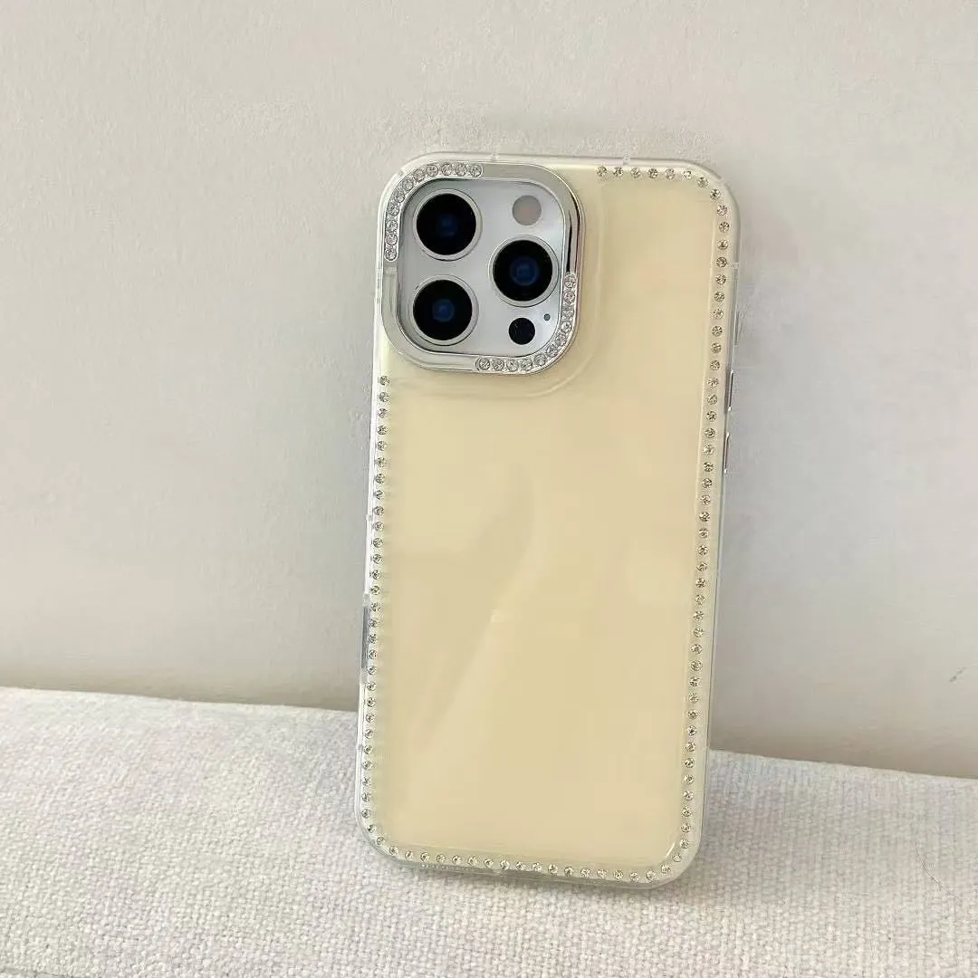 ins极简韩风闪钻温柔白色适用苹果16promax手机壳iphone13新款15女14pro带链条16pro全包创意防摔手机套硅胶 - 图片 4