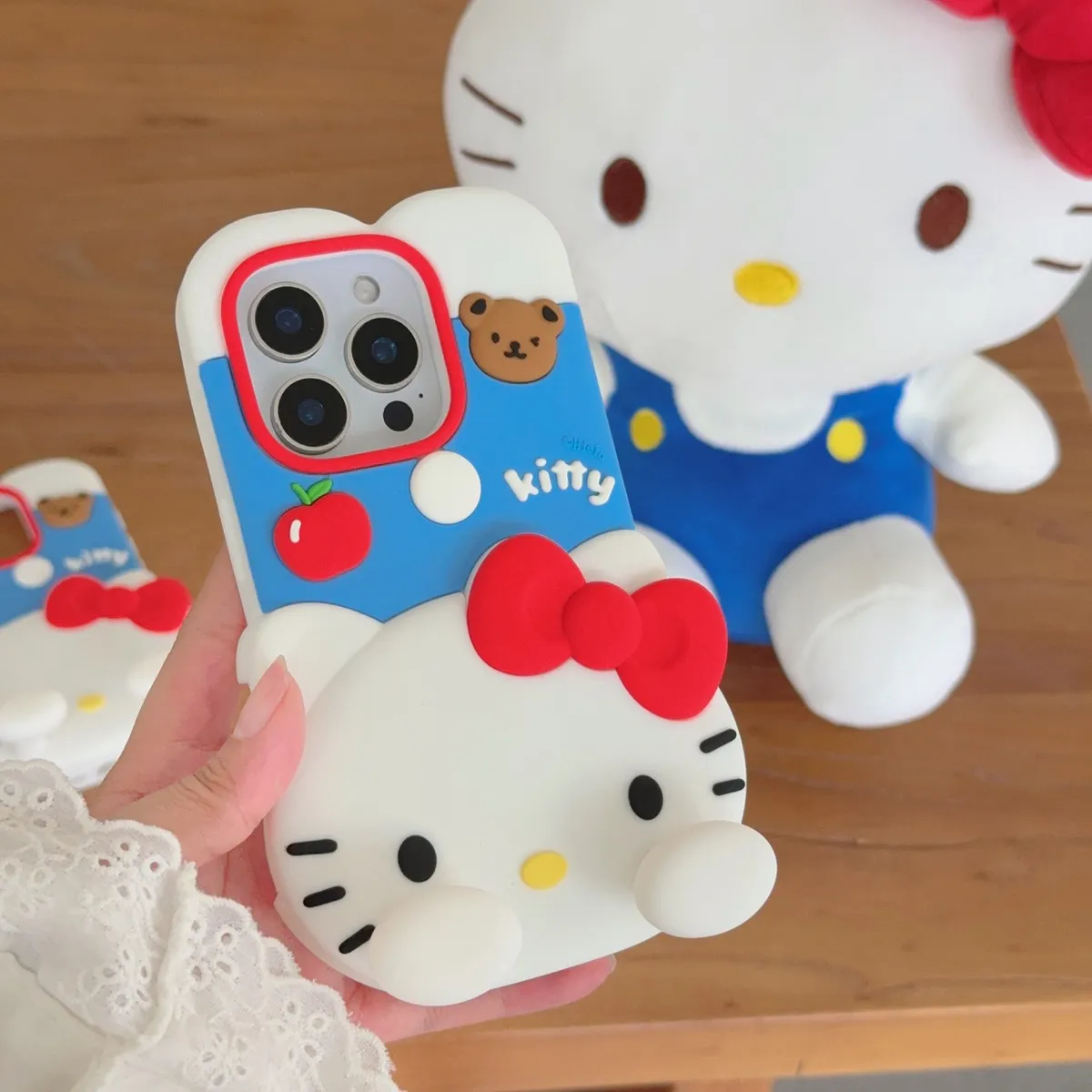 趴趴红苹果kitty适用苹果16promax手机壳iphone15新款14少女心全包日韩13防摔硅胶12promax保护壳 - 图片 9