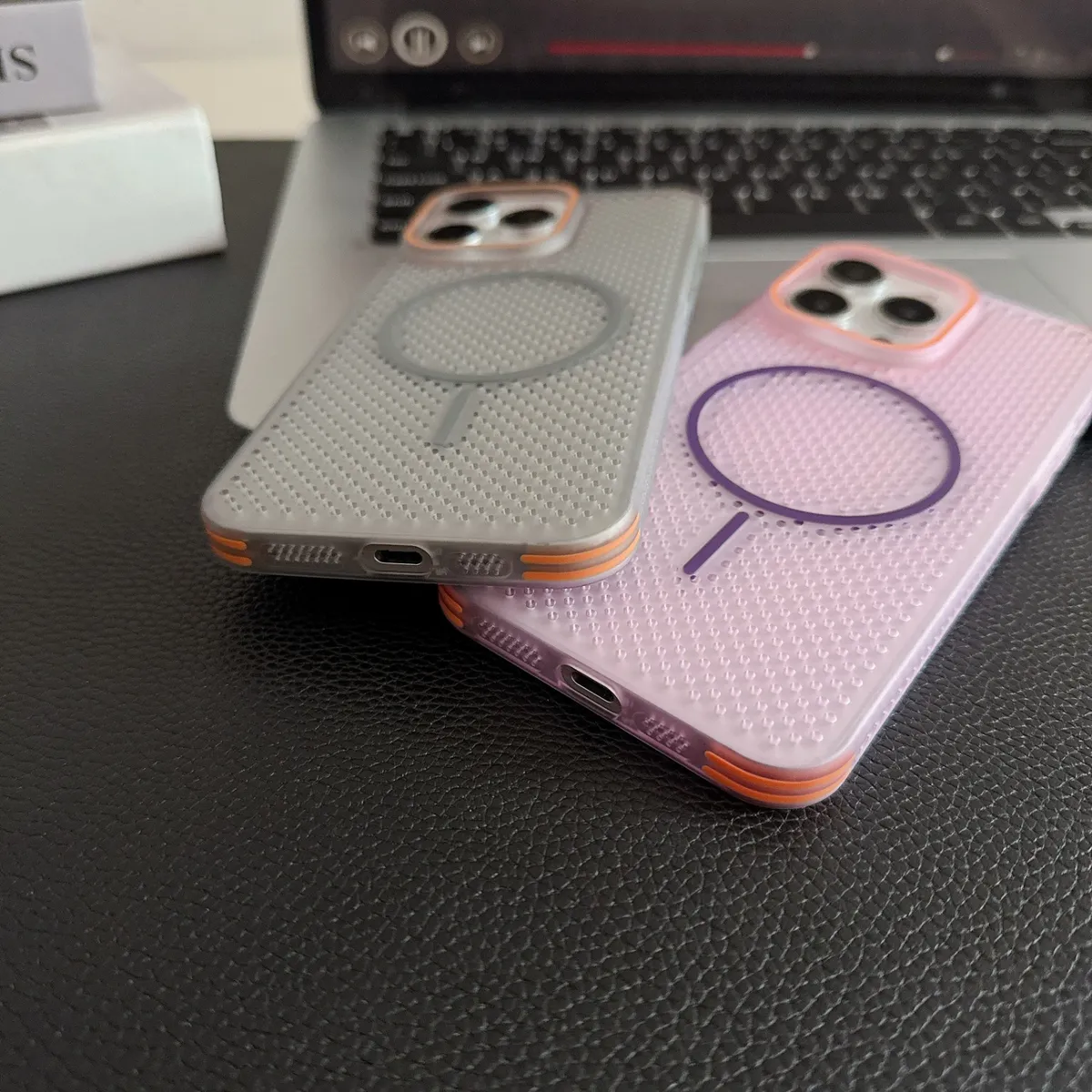 夏季超薄网孔透气散热适用苹果16promax磁吸手机壳iphone15plus磨砂14PM防摔13撞色透明漏标12男女PC保护套 - 图片 10
