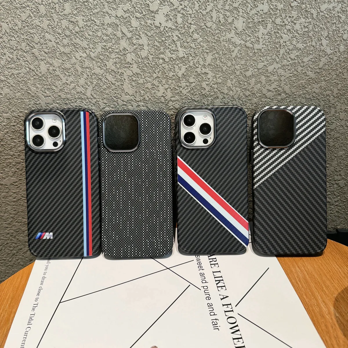 黑色条纹适用苹果iphone15ProMax手机壳高级感磁吸凯夫拉纹理14Pro磨砂防摔magsafe手机套13硬壳12金属镜头16promax - 图片 6