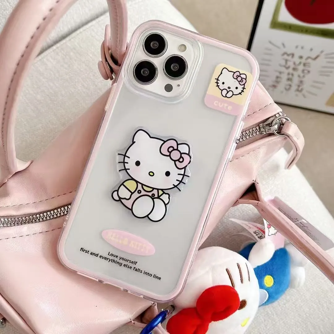 适用iPhone15promax手机壳苹果16新款纯色边框透明涂鸦HelloKitty13带挂绳12卡通可爱16pro防摔硅胶保护套潮 - 图片 2