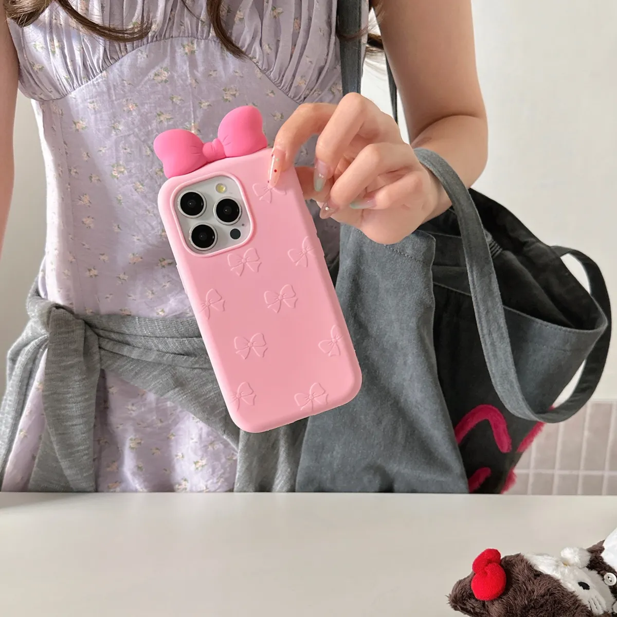 卡通立体可爱蝴蝶结适用iPhone15promax手机壳苹果16pro保护套13硅胶14防摔新款情侣创意软壳 - 图片 8