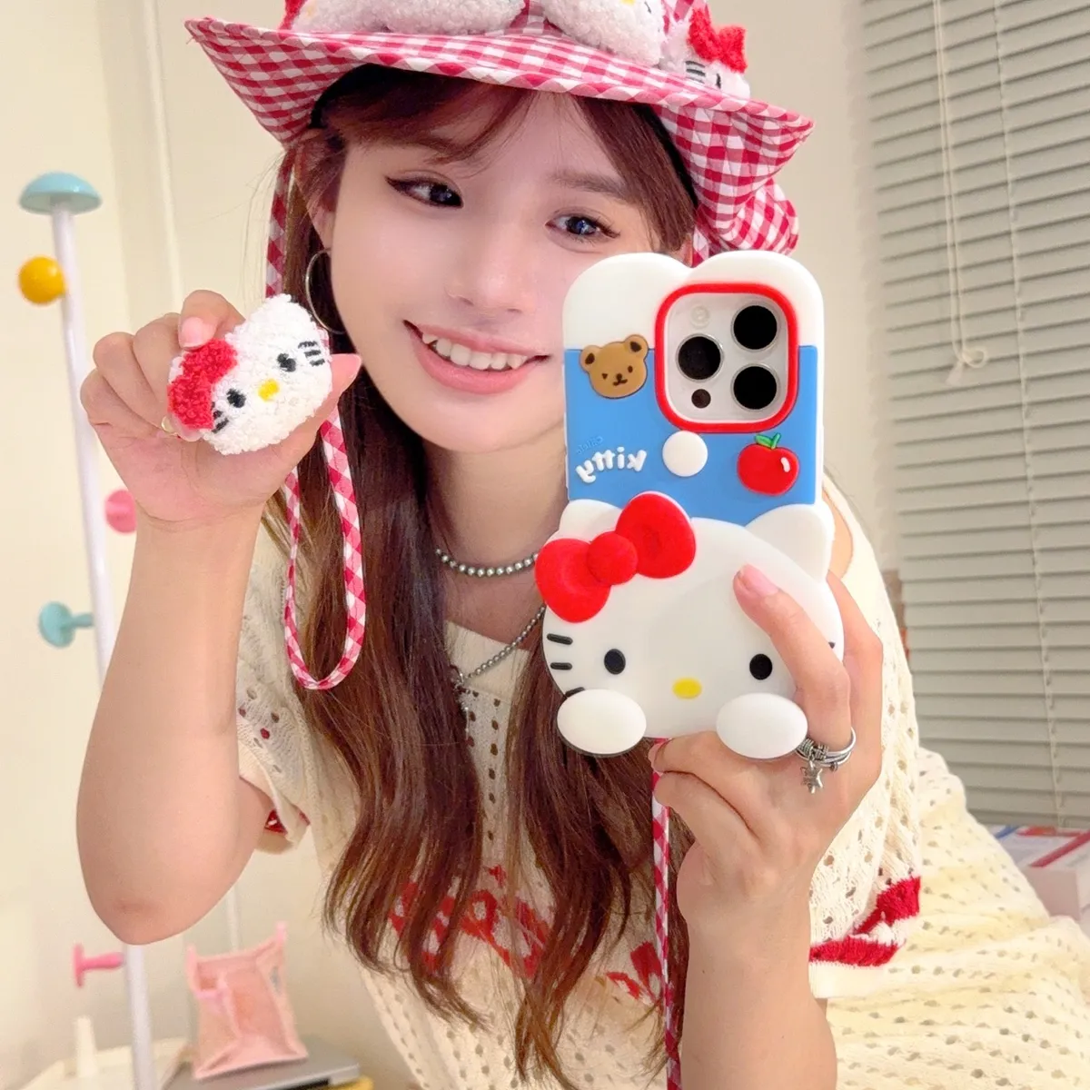 趴趴红苹果kitty适用苹果16promax手机壳iphone15新款14少女心全包日韩13防摔硅胶12promax保护壳 - 图片 8