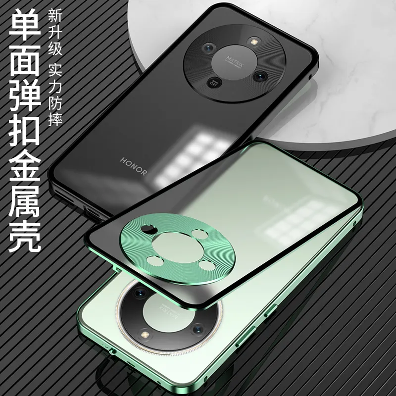 适用于荣耀x70弹扣手机壳金属边框保护套磨砂背板 - 图片 5