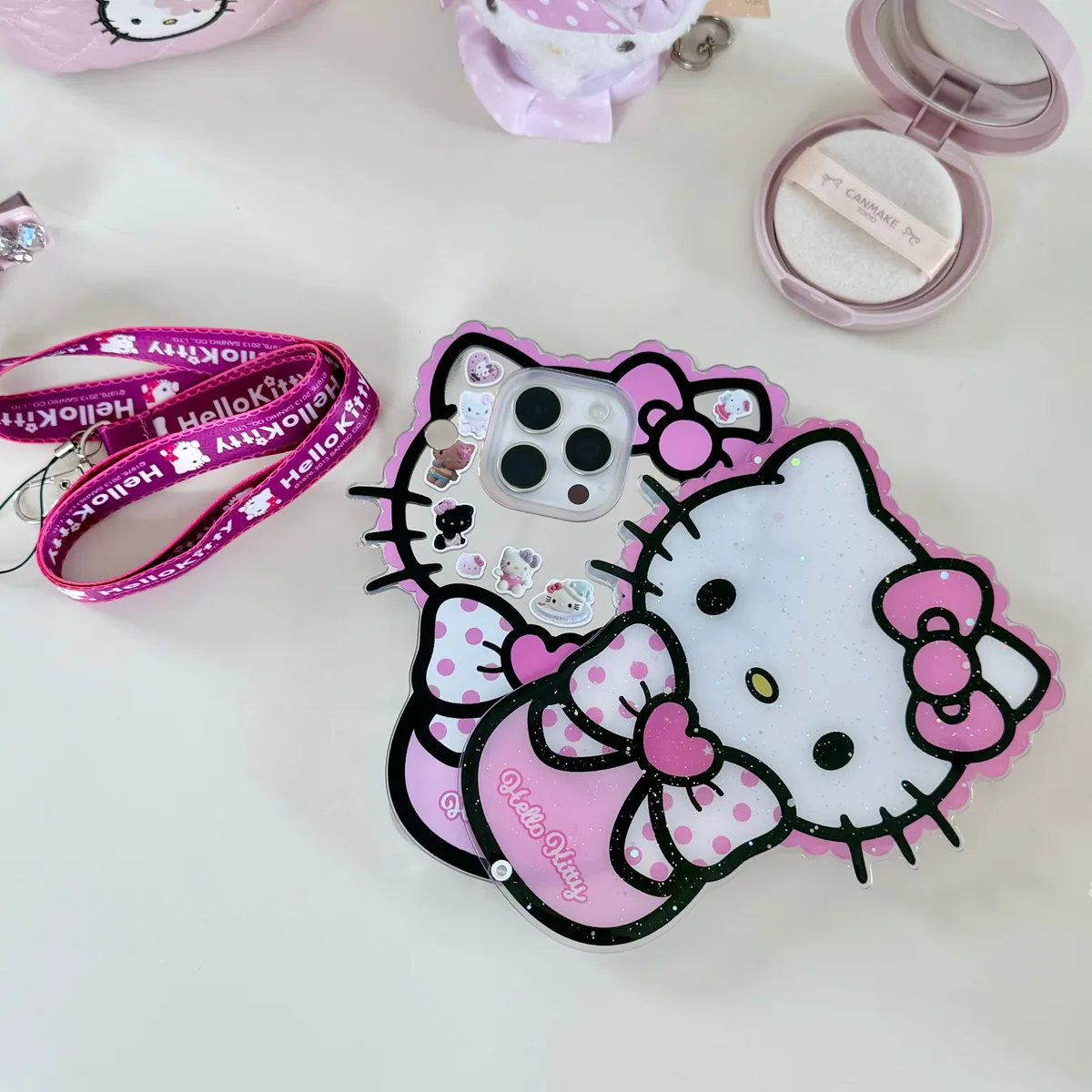 斜背推拉补妆镜Hellokitty适用16ProMax苹果手机壳iPhone15Pro防摔13p男女款15保护套 - 图片 12