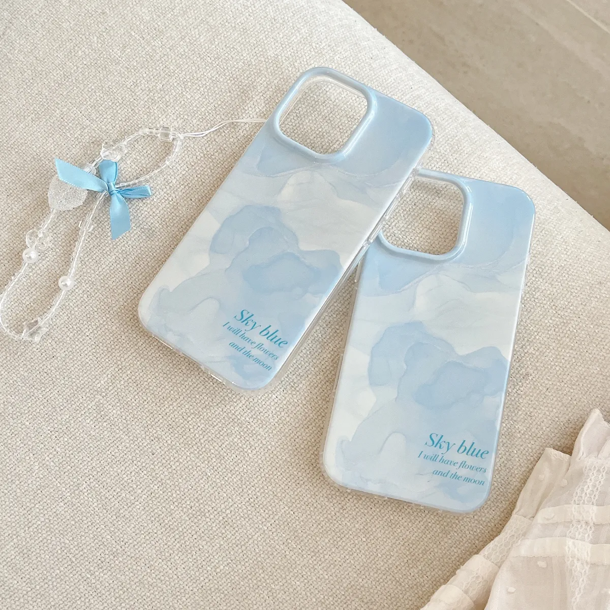 ins风晕染skyblue适用iphone16promax苹果15手机壳14pm新款ai按键全包防摔软壳小众卡通韩系 - 图片 6