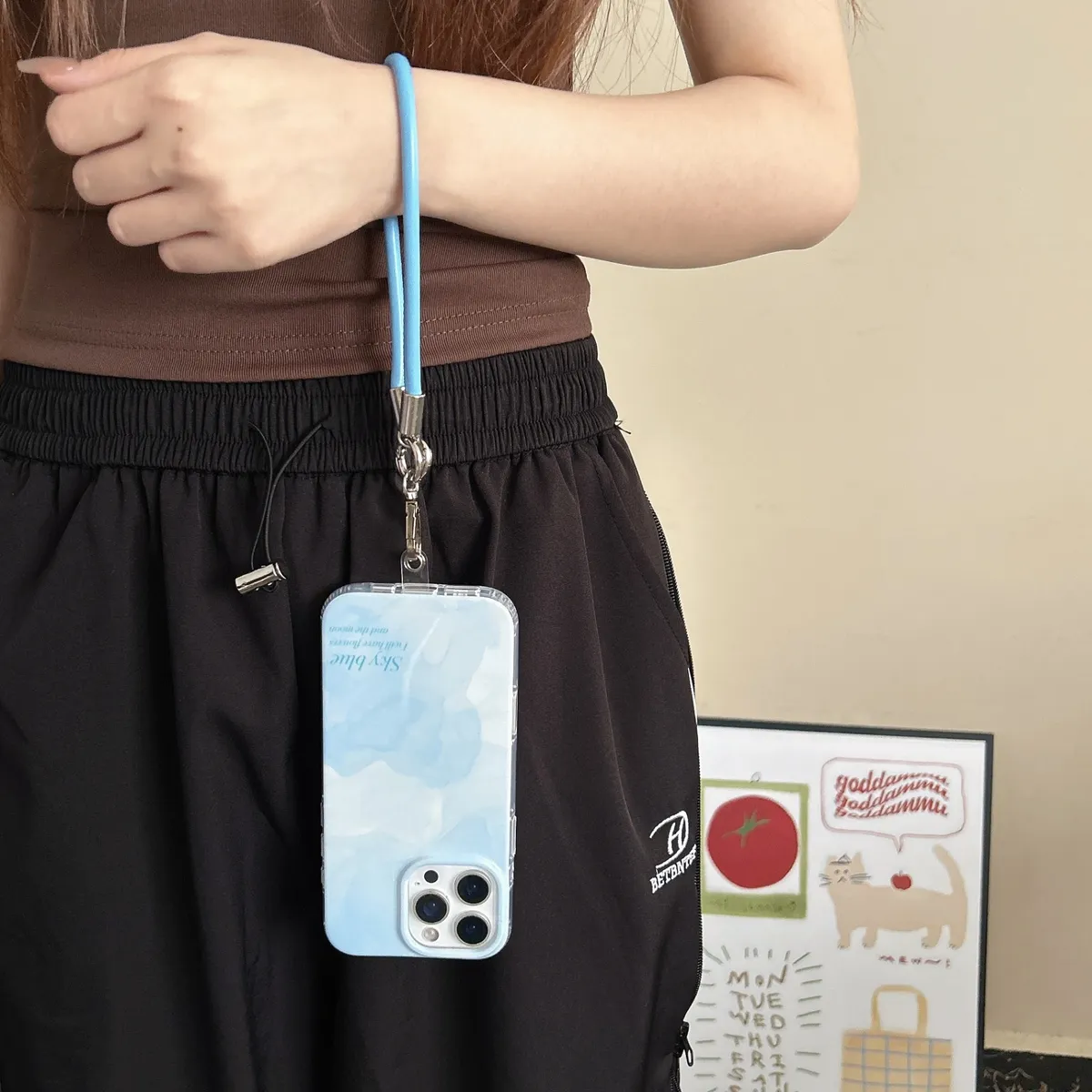 ins风高级感晕染蓝色立体宝石贴饰适用iPhone16Promax苹果15手机壳全包保护套 - 图片 5