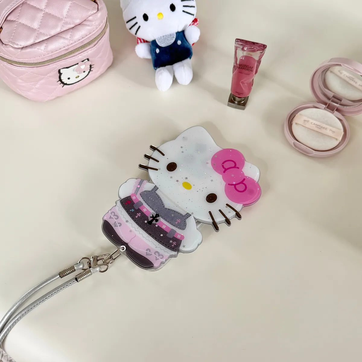 斜背推拉补妆镜克罗心Hellokitty适用16ProMax苹果手机壳iPhone15Pro防摔13p男女款15保护套 - 图片 2
