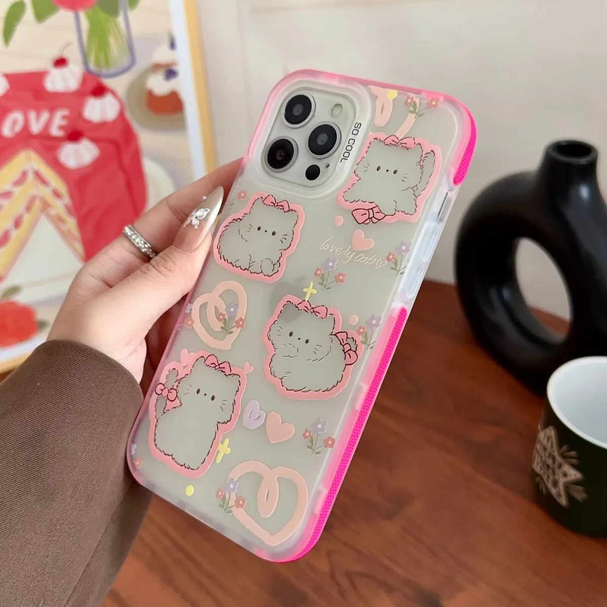 ins可爱奶蓝狗狗乐园樱桃印花韩系14适用iphone16promax苹果16pro手机壳苹果16/13软壳15Promax保护套女手机外壳 - 图片 7