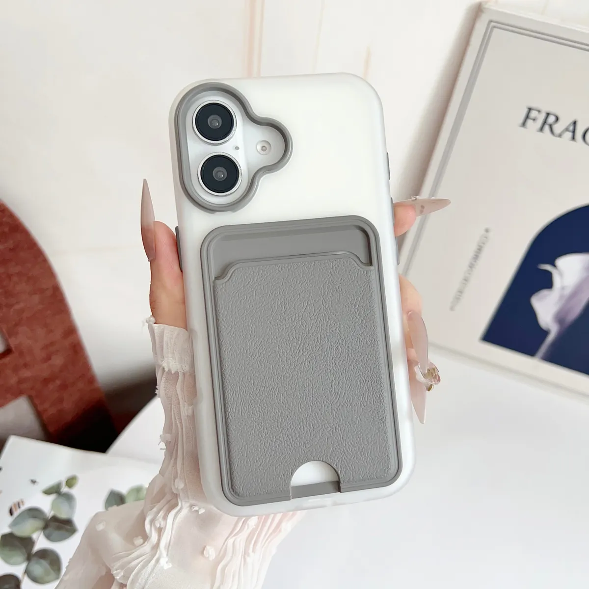简约糖果色二合一TPU适用iphone16promax手机壳14plus大孔硬壳15苹果13少女17/17 PRO MAX小众皮纹卡包手机套 - 图片 9