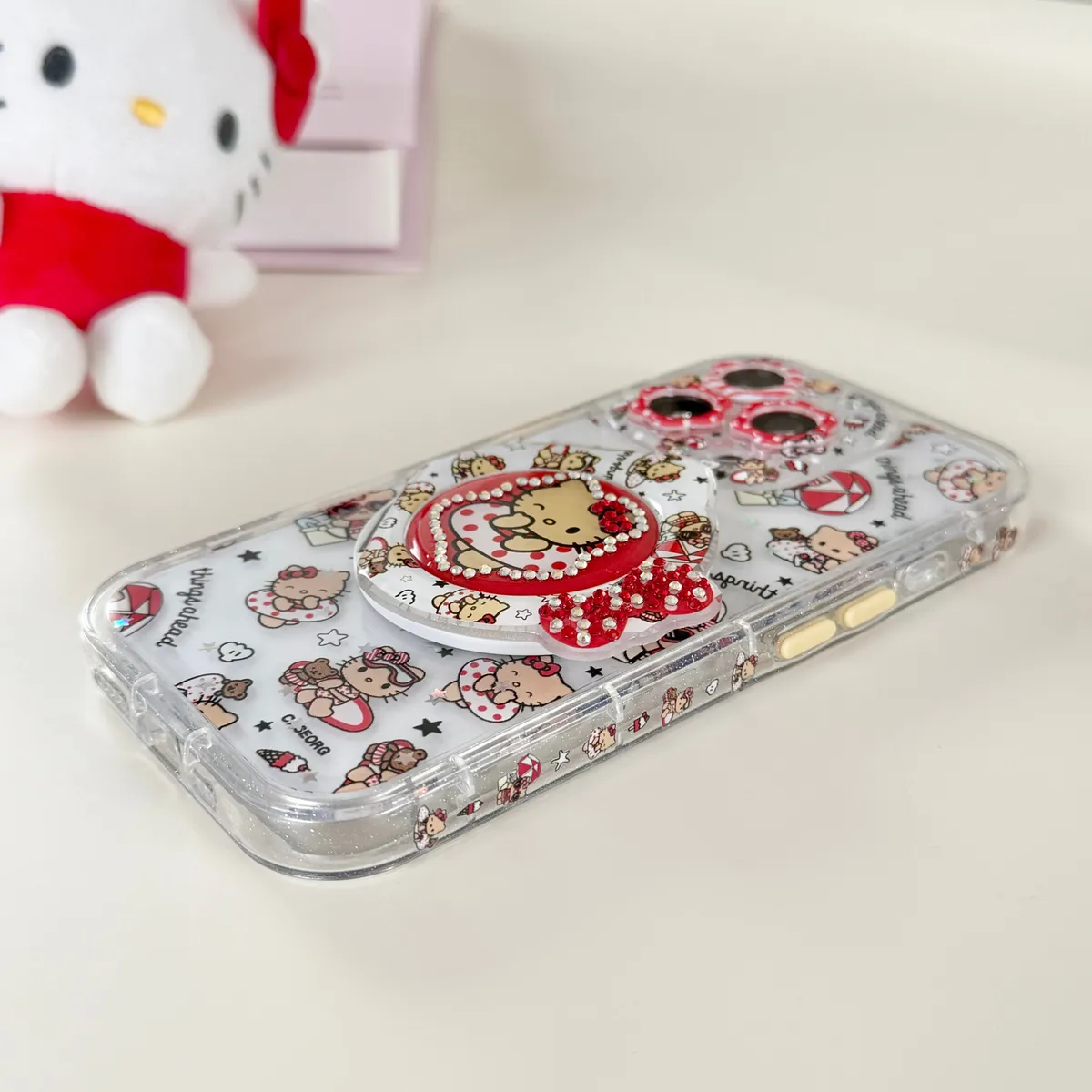 360折叠旋转支架花朵镜头游泳圈适用可爱16ProMax苹果手机壳iPhone15Pro14pm卡通系13保护套 - 图片 2
