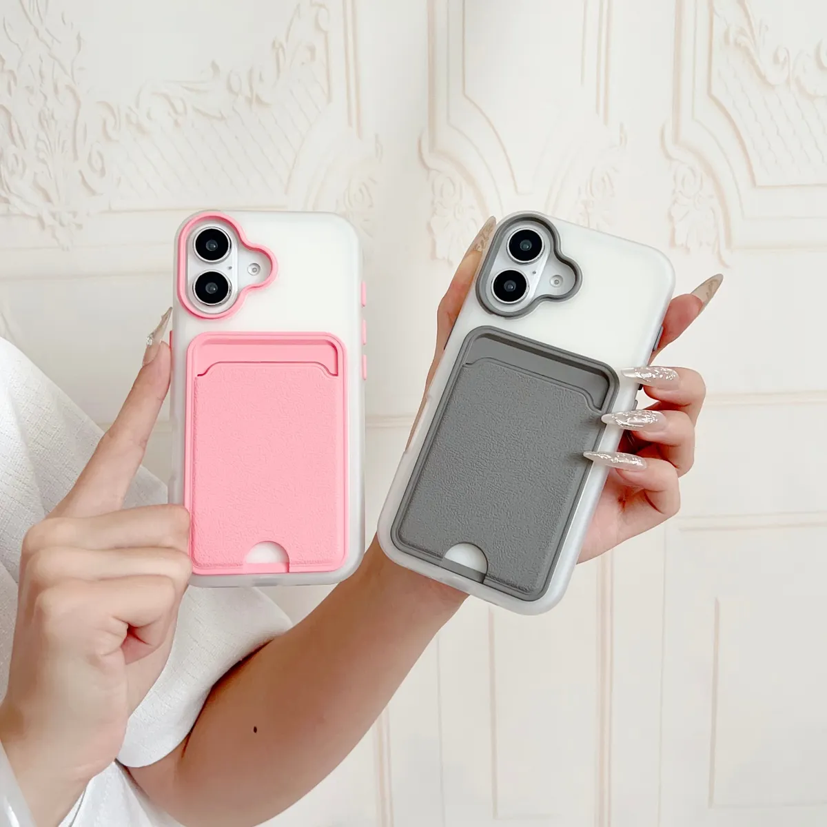 简约糖果色二合一TPU适用iphone16promax手机壳14plus大孔硬壳15苹果13少女17/17 PRO MAX小众皮纹卡包手机套 - 图片 10