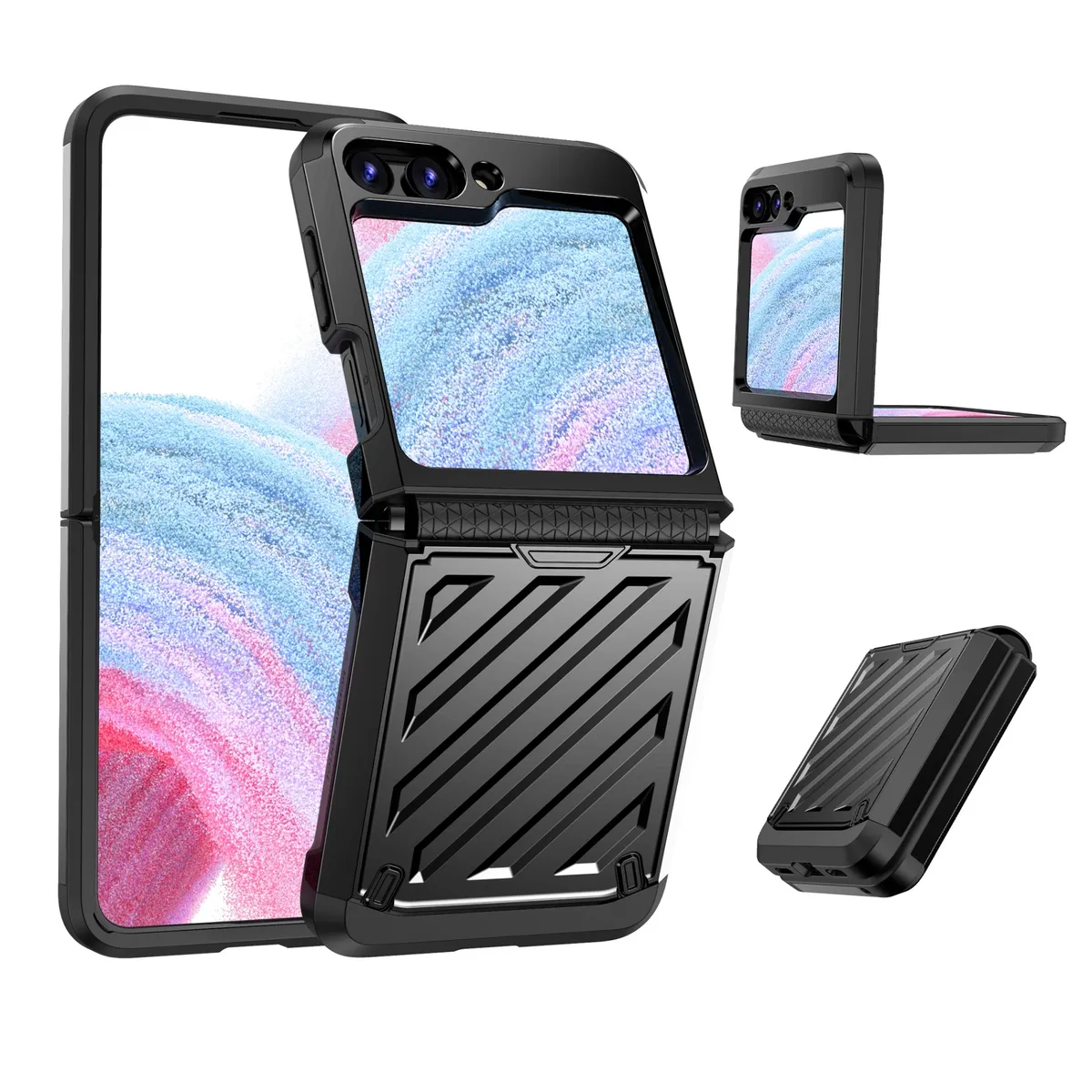 适用于三星Z flip6手机壳电镀铠甲铰链一体撞色Z flip5保护套防摔