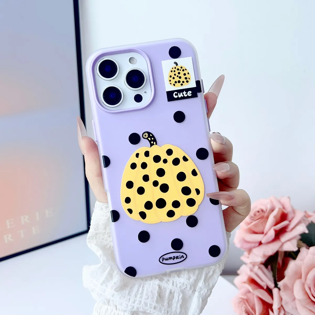 新款立体刺绣波点南瓜适用iPhone16手机壳苹果15ProMax高级二合一14超火防摔保护壳女13小众不撞款16Pro网红 - 图片 3