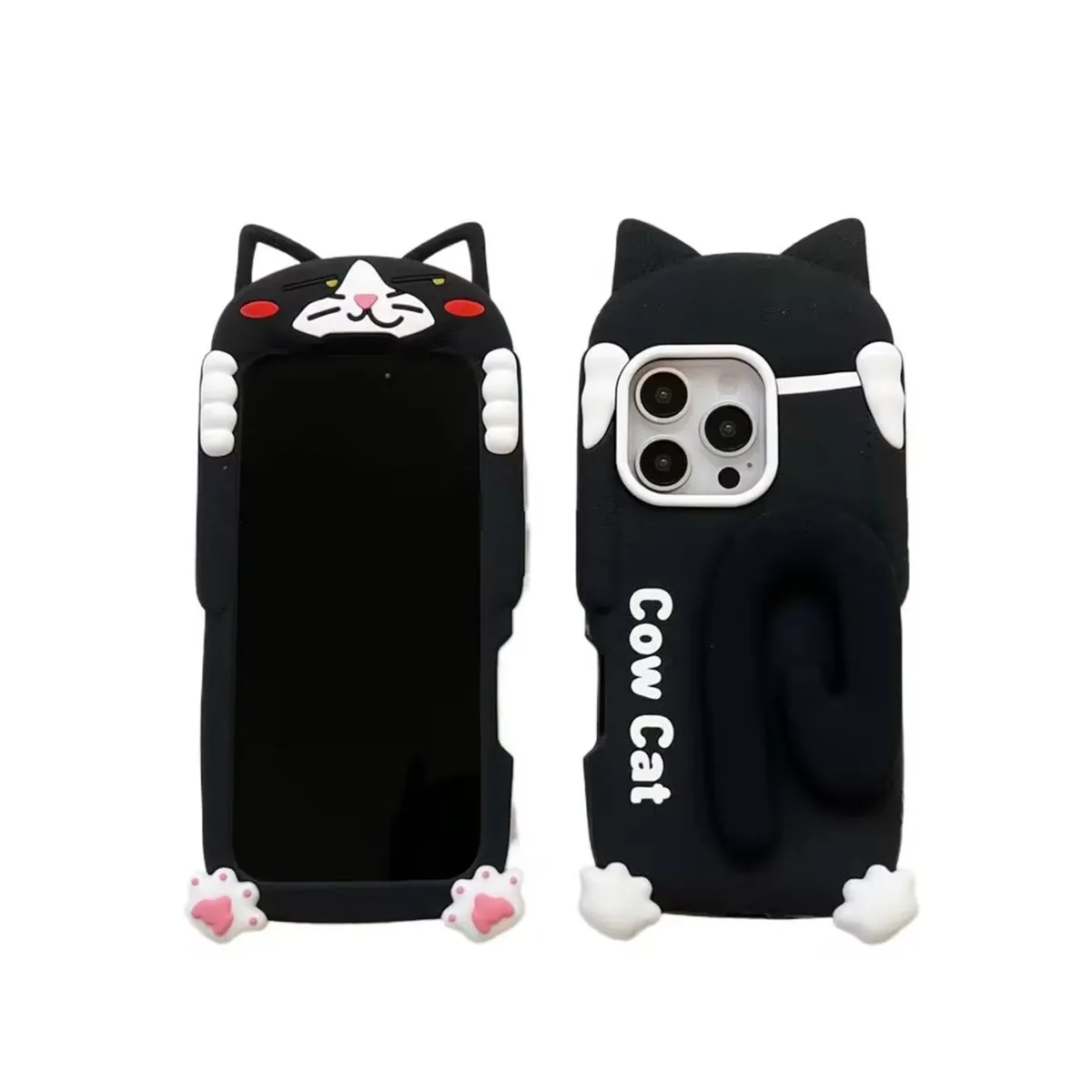 可爱立体奶牛猫适用iPhone16promax手机壳创意新款苹果15plus软硅胶全包防摔14pro - 图片 2