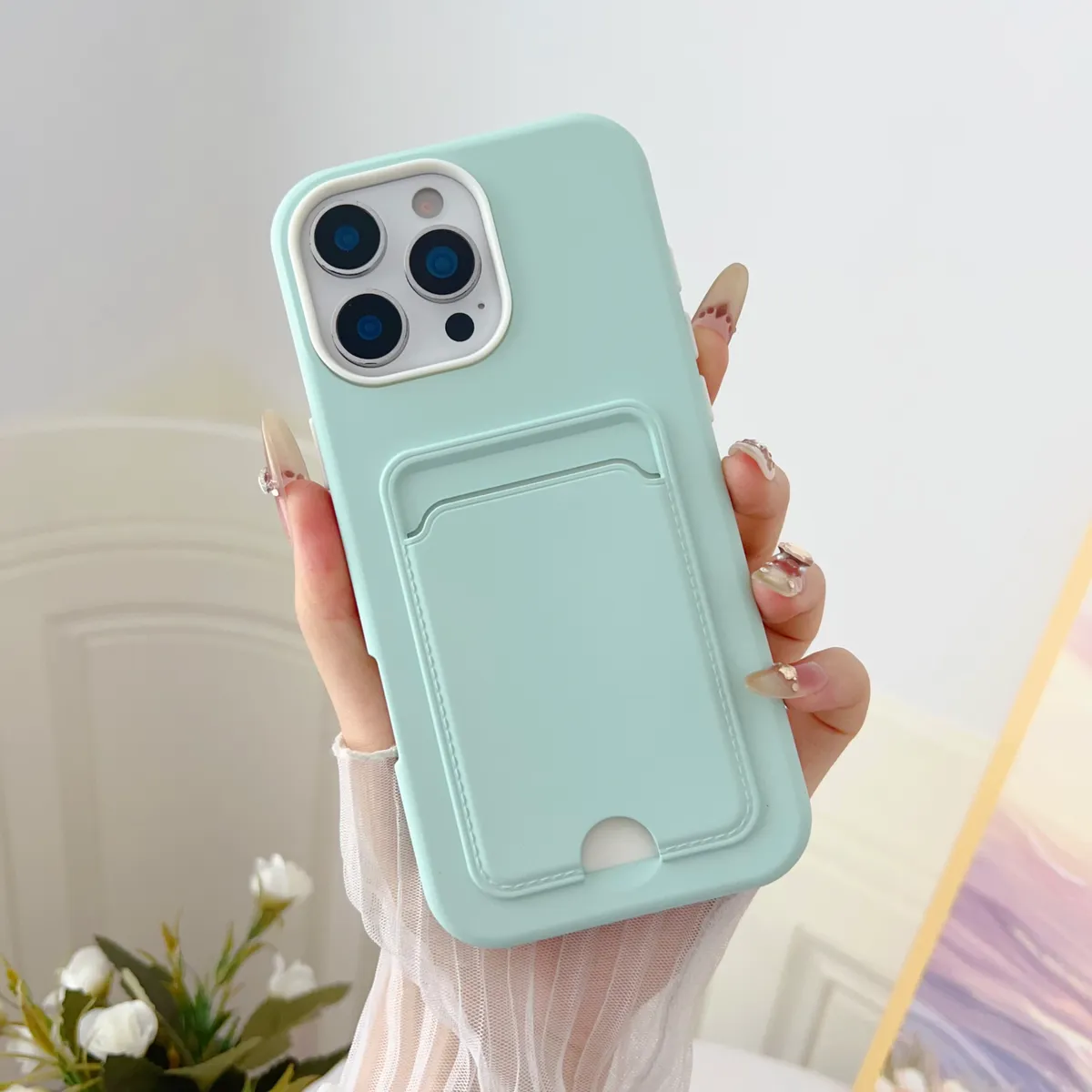 新款卡包iPhone16pro手机壳适用15苹果14promaxTPU13插卡槽12二合一卡套一体PC男女款门禁卡IP16带卡包15plus保护套 - 图片 2