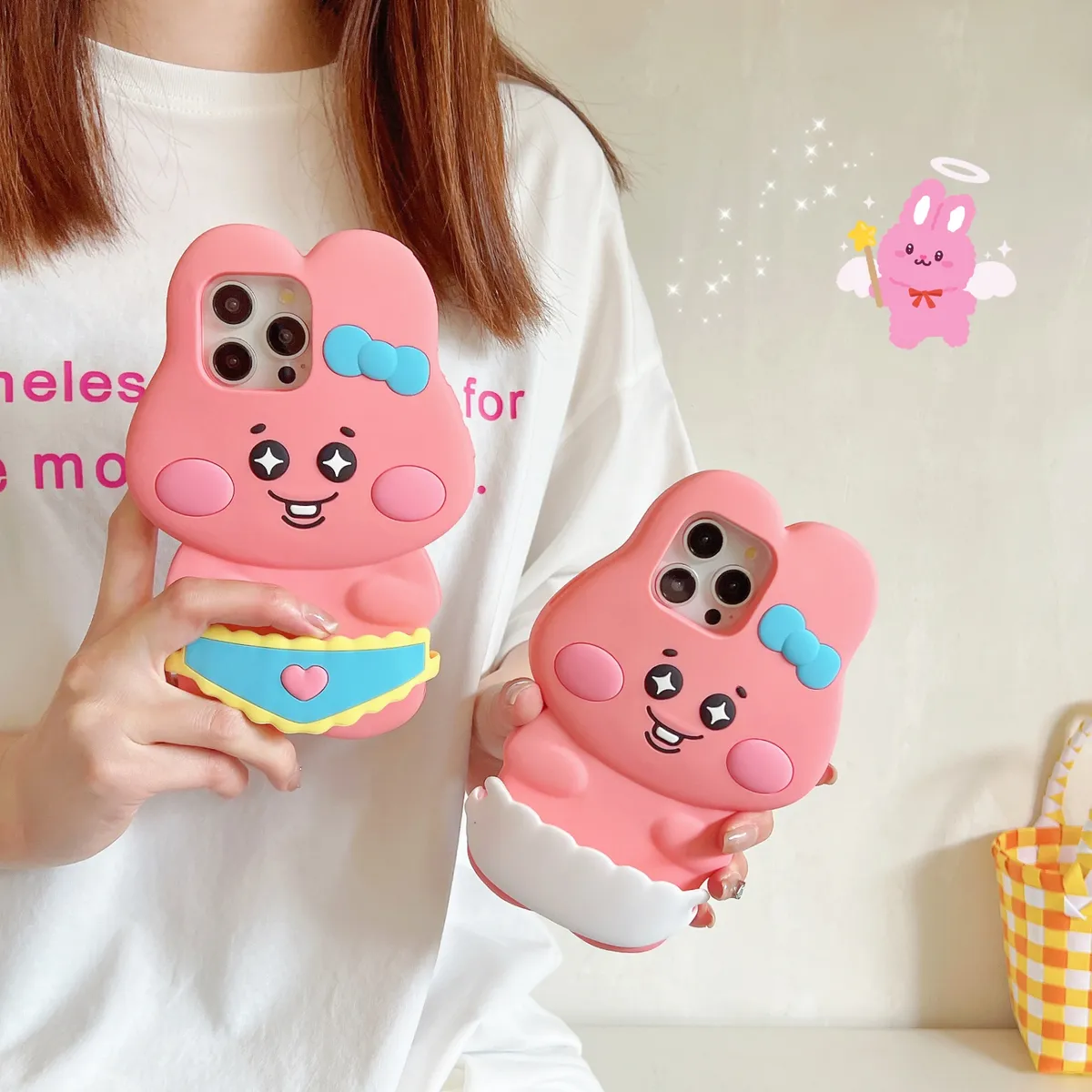 小裤裤粉兔手机壳适用于iPhone 16 Pro Max/16 pro可爱14 Pro/15pro少女心 - 图片 4