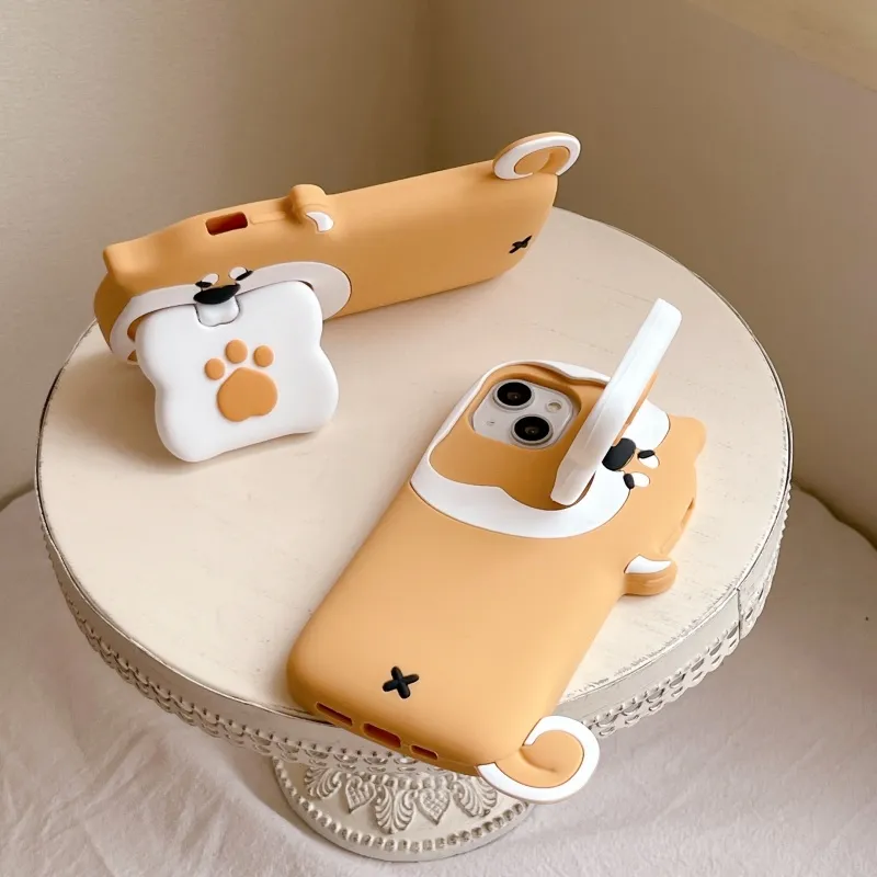 创意狗咬骨头适用iPhone16promax手机壳苹果15卡通翻盖14防摔硅胶 - 图片 4