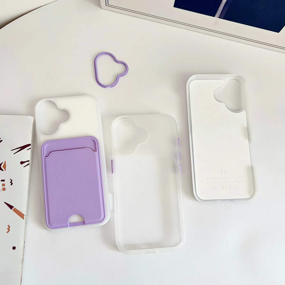 简约糖果色二合一TPU适用iphone16promax手机壳14plus大孔硬壳15苹果13少女17/17 PRO MAX小众皮纹卡包手机套 - 图片 3
