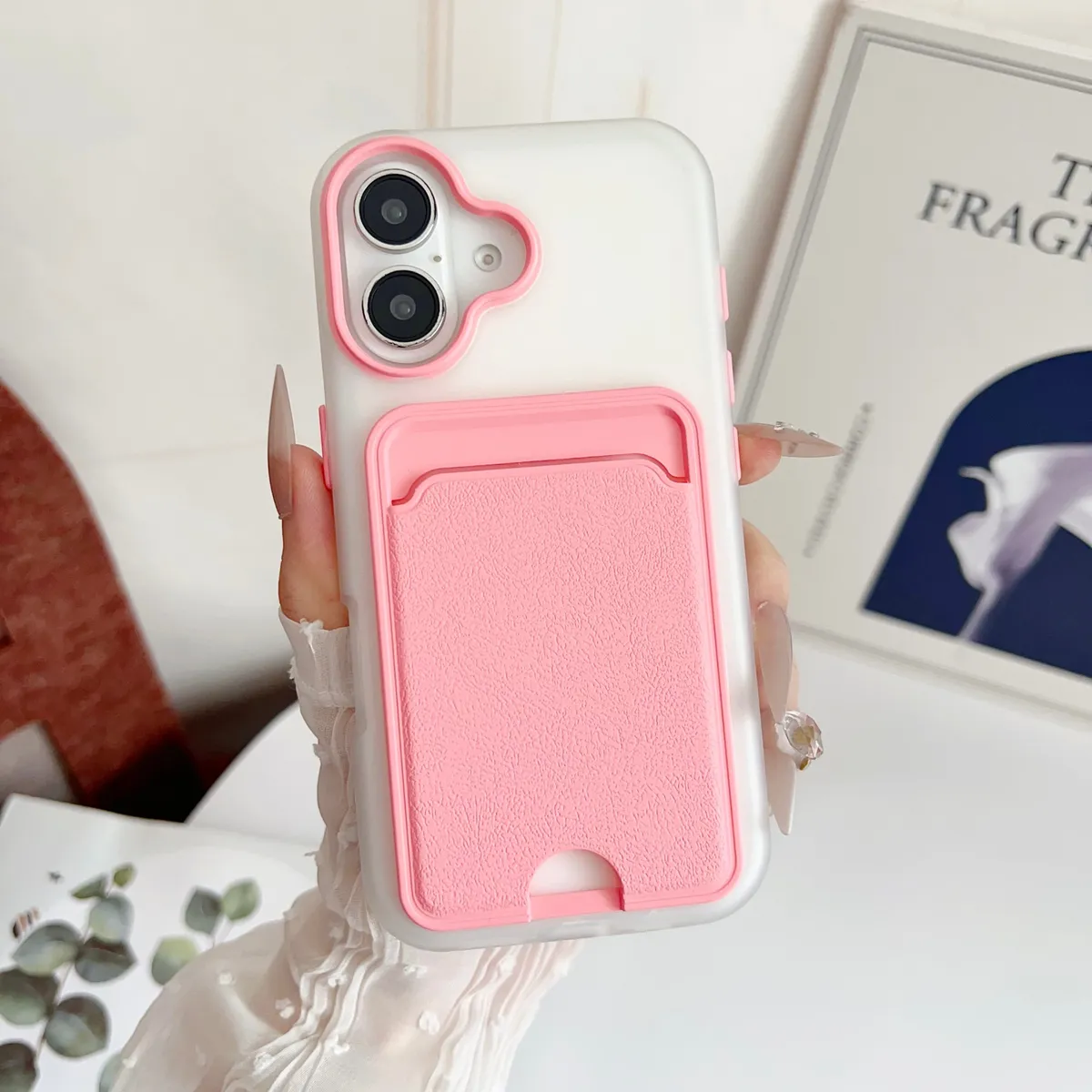 简约糖果色二合一TPU适用iphone16promax手机壳14plus大孔硬壳15苹果13少女17/17 PRO MAX小众皮纹卡包手机套