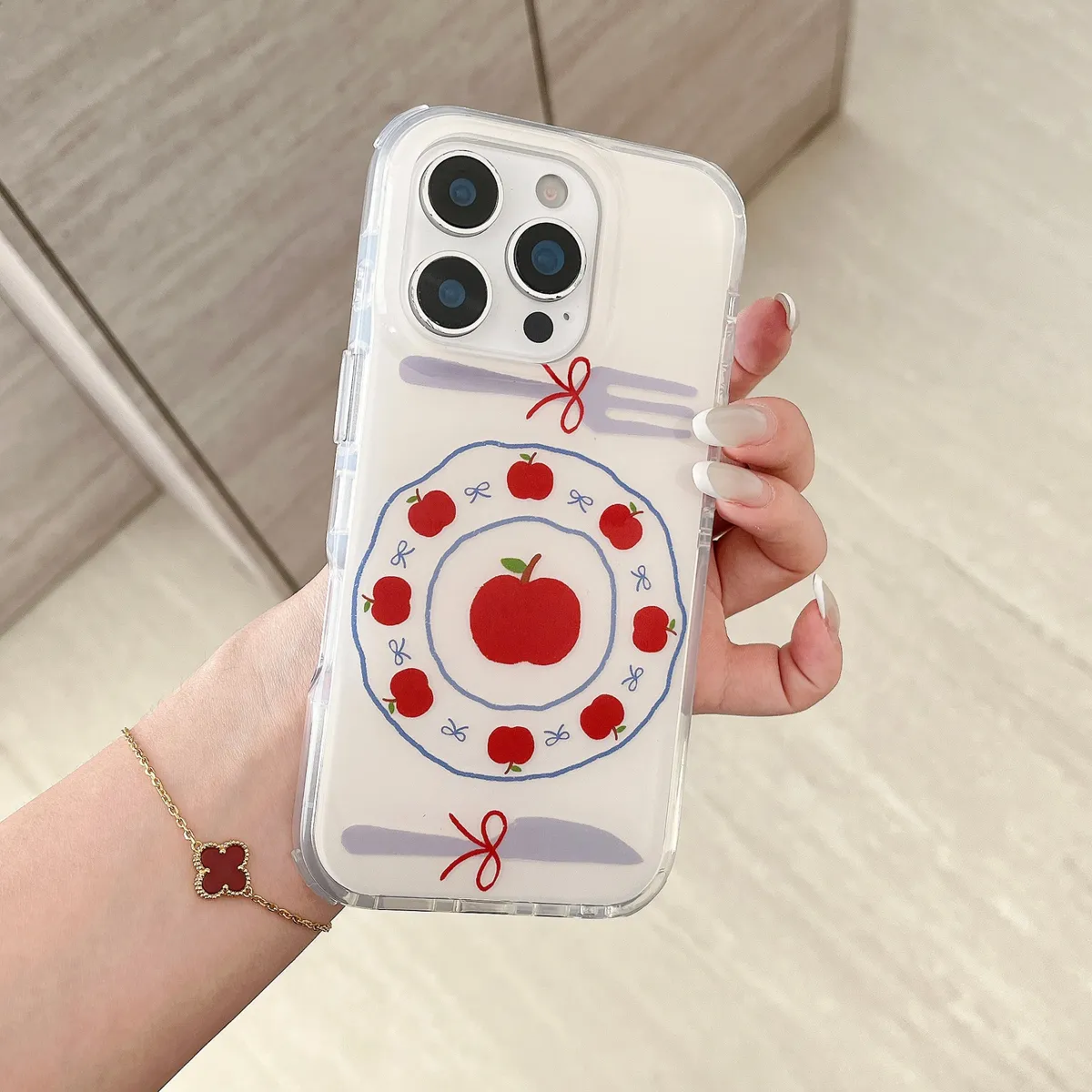 圆边餐盘刀叉苹果适用苹果16promax手机壳日系可爱卡通创意iphone15网红2025超火新款防摔保护套 - 图片 5