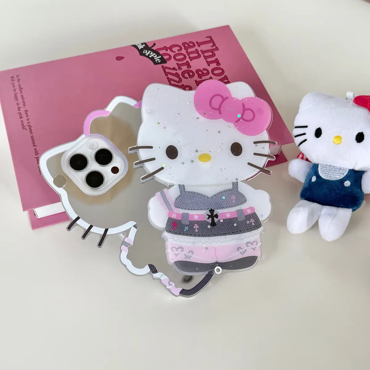 斜背推拉补妆镜克罗心Hellokitty适用16ProMax苹果手机壳iPhone15Pro防摔13p男女款15保护套 - 图片 10