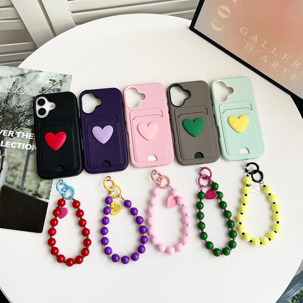 适用于苹果14iPhone手机壳13pro简约ins斜挎插卡max卡包12pro女款15纯色14plus同款11爱心手链条 - 图片 2