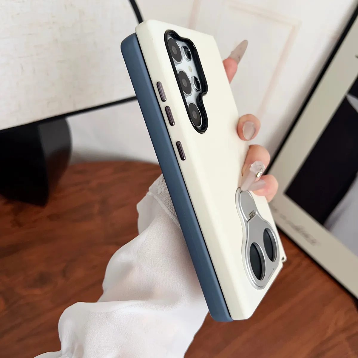 新款纯色支架壳适用iPhone16promax手机壳高级感15pro苹果14plus二合一13promax全包13简约12高档11防摔 - 图片 4