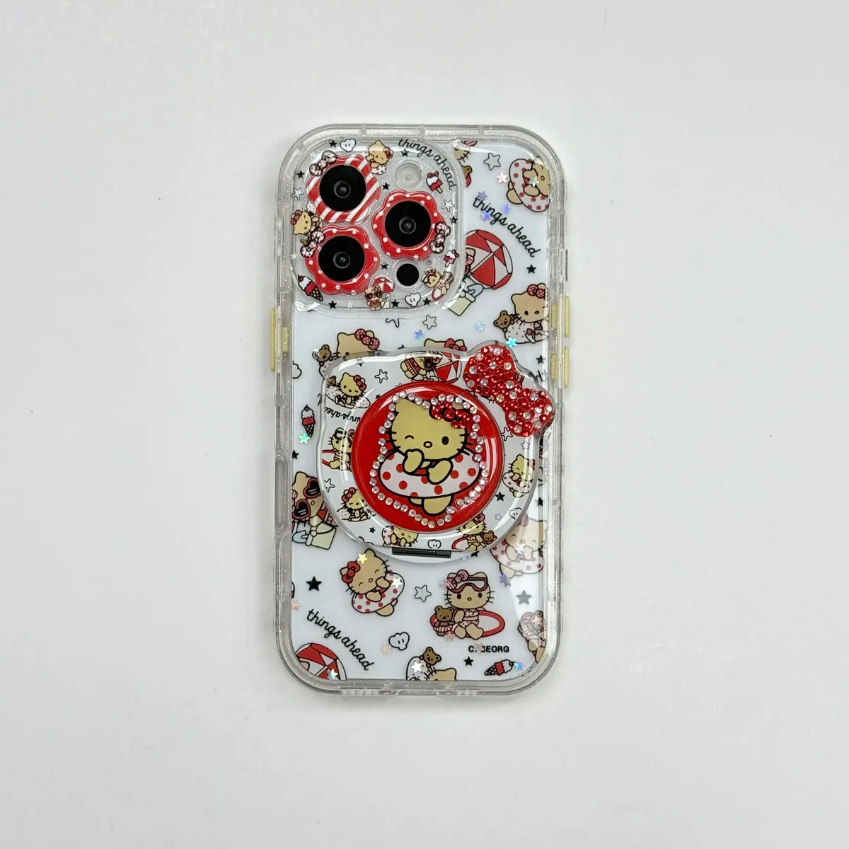 360折叠旋转支架花朵镜头游泳圈适用可爱16ProMax苹果手机壳iPhone15Pro14pm卡通系13保护套 - 图片 3