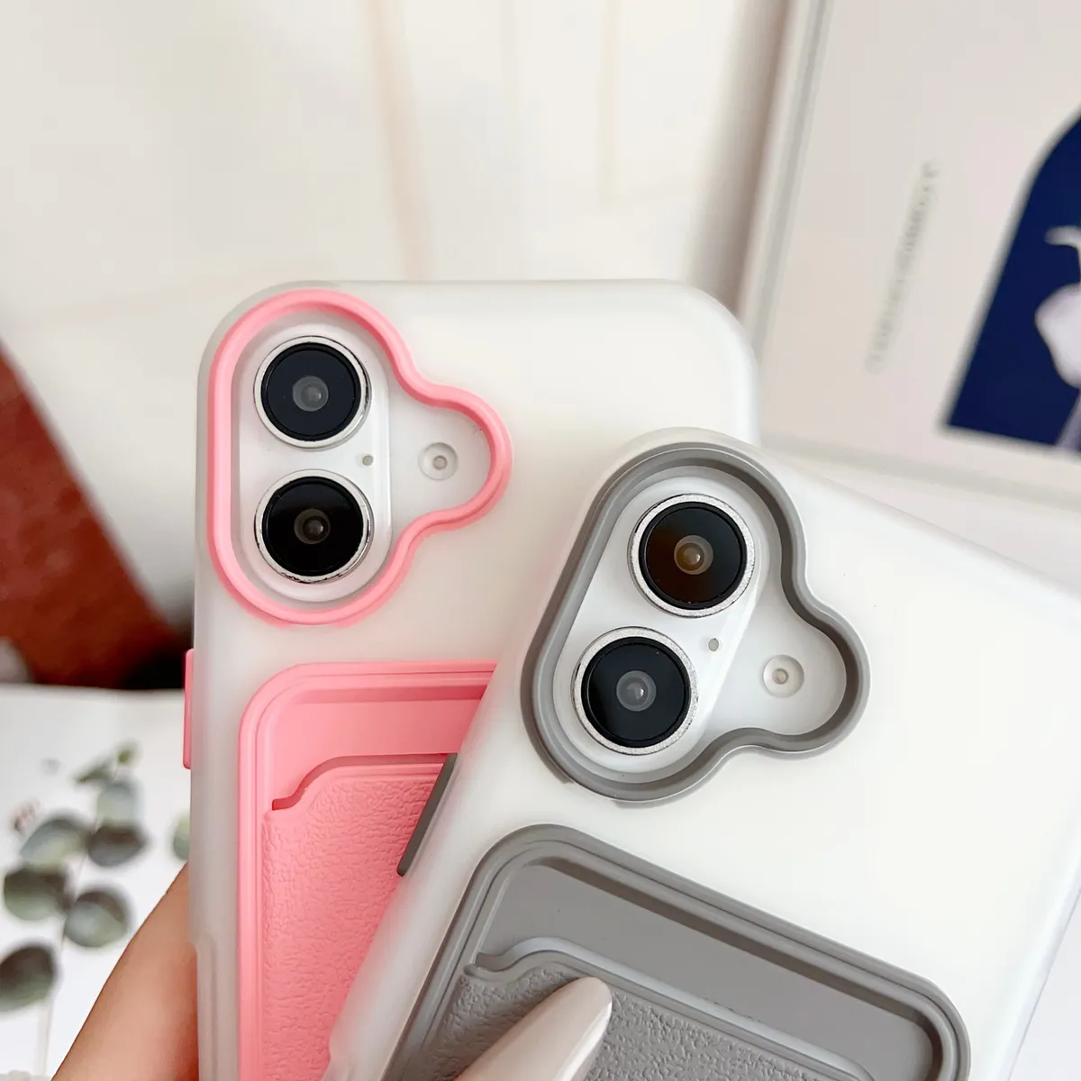 简约糖果色二合一TPU适用iphone16promax手机壳14plus大孔硬壳15苹果13少女17/17 PRO MAX小众皮纹卡包手机套 - 图片 6
