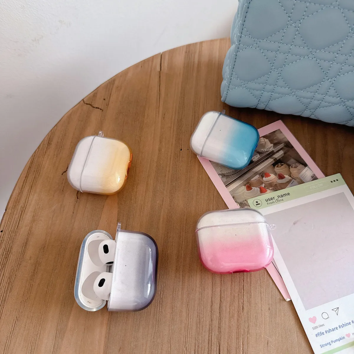 适用AirPods3AirPods4透明壳airpods2/1/2代耳机套airpodspro2代简约防摔全包4代单色渐变耳机壳 - 图片 9
