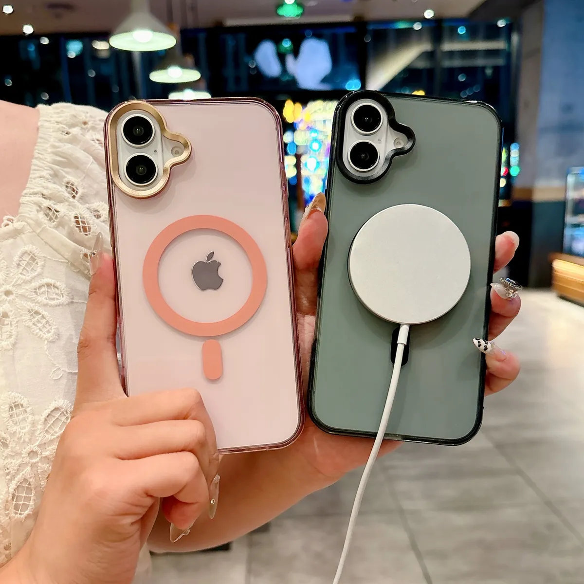 适用苹果iphone16系列手机壳 钛铝纱感磁吸系列 铝合金边框五金按键相框 TPU肤感半透明强磁 - 图片 2