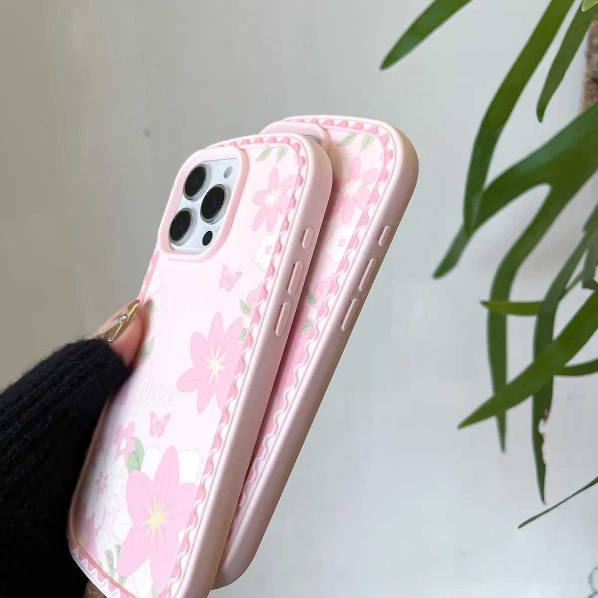 新模具防尘塞推窗 粉色花  温柔粉色蝴蝶结适用于苹果15ProMax手机壳iPhone14Pro全包13卡通12防摔保护套新款少女心软 - 图片 9