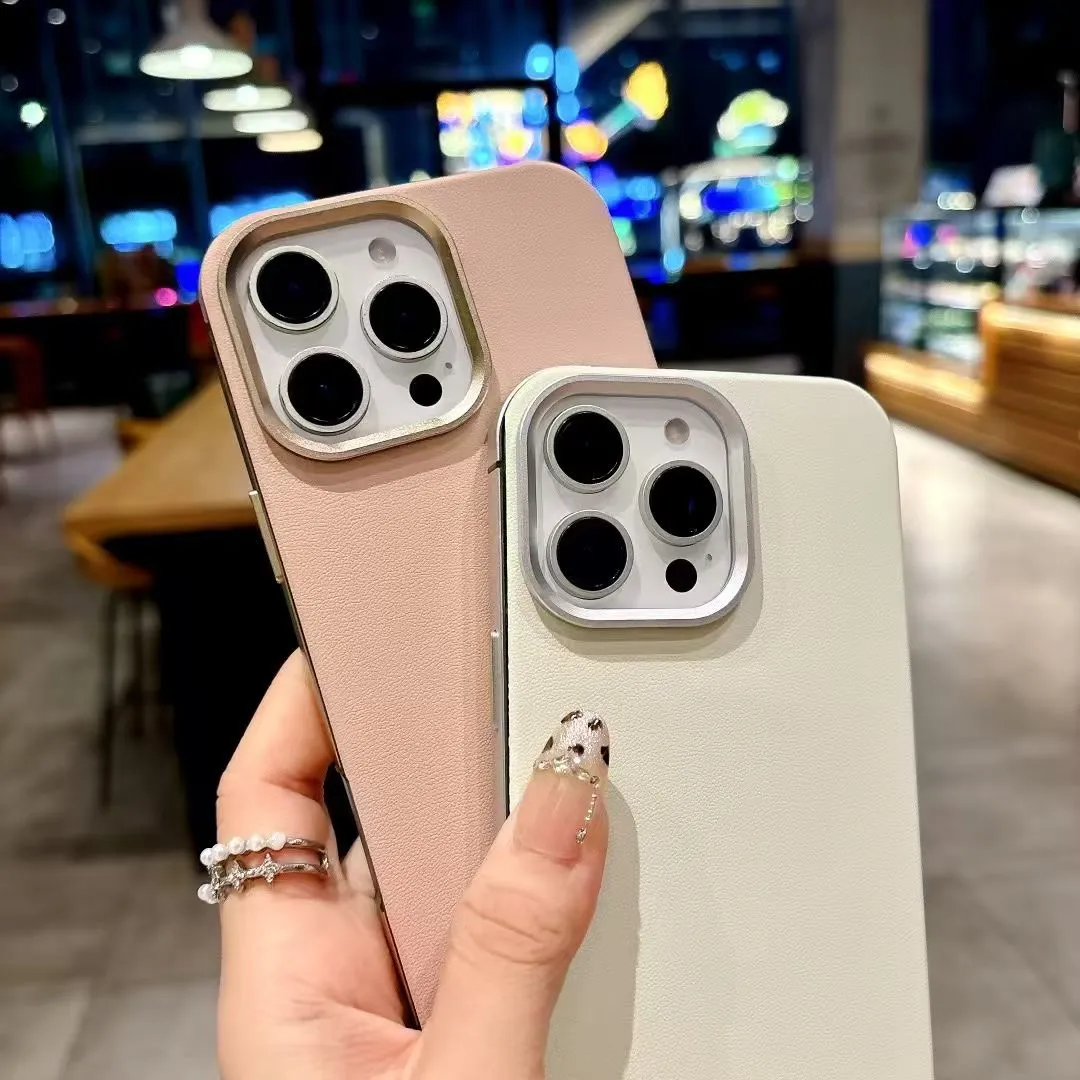 适用苹果iphone16系列手机壳 钛铝柔硅磁吸系列铝合金边框五金按键相框TPU有机硅皮革 - 图片 4