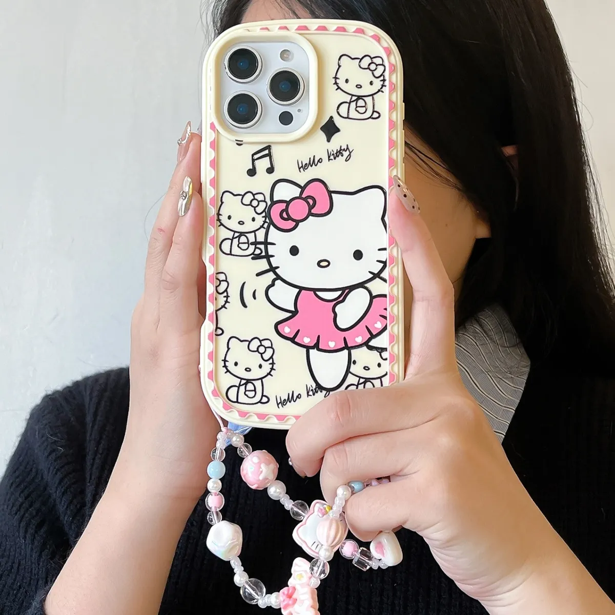 防尘塞推窗 裙子KT卡通HelloKitty猫适用苹果14手机壳iPhone15promax全包13透明可爱16pro少女 - 图片 4
