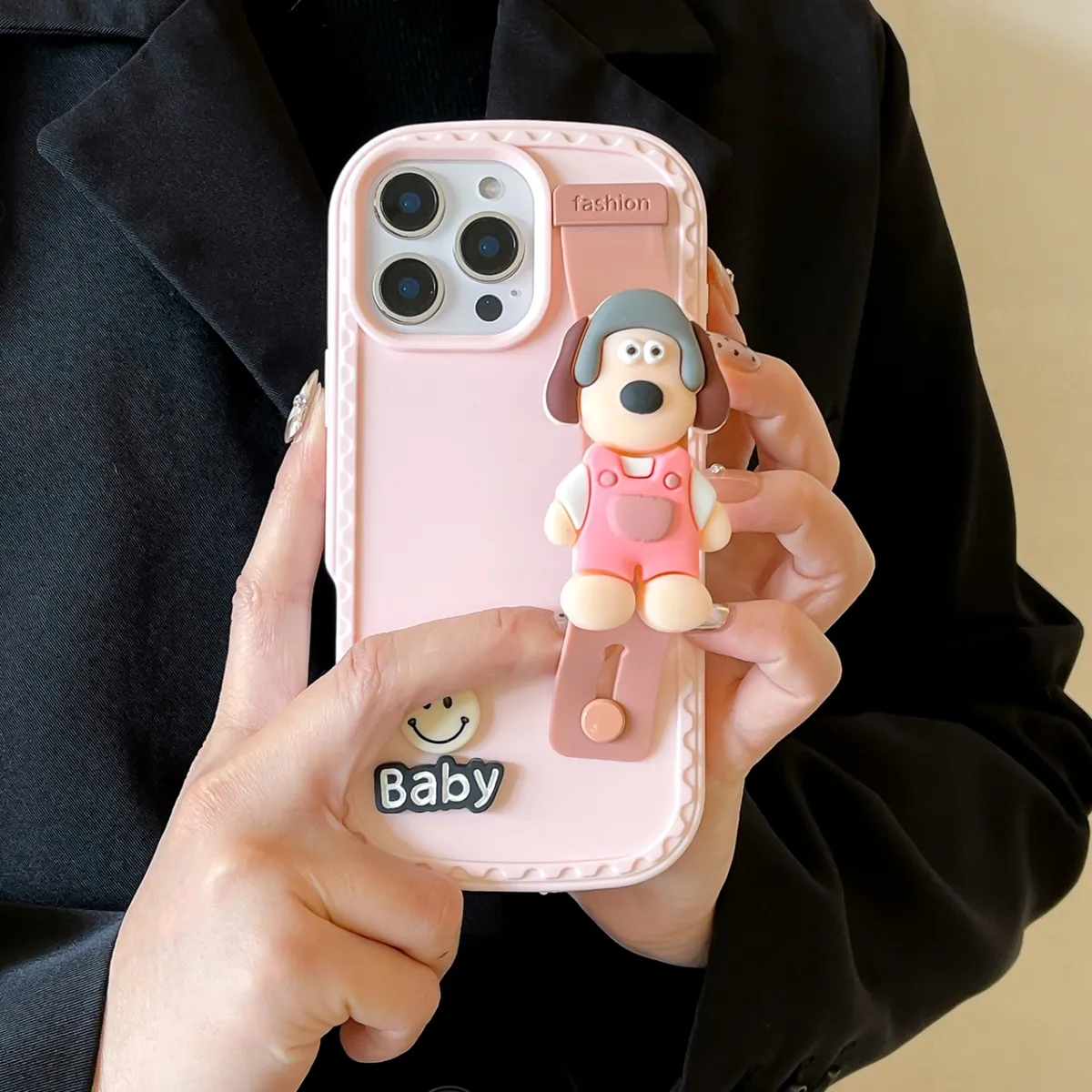 防尘塞推窗 掌门狗手腕带  ins风复古棕色适用iPhone16promax苹果15pro手机壳14软壳防摔13promax新款16女 - 图片 5