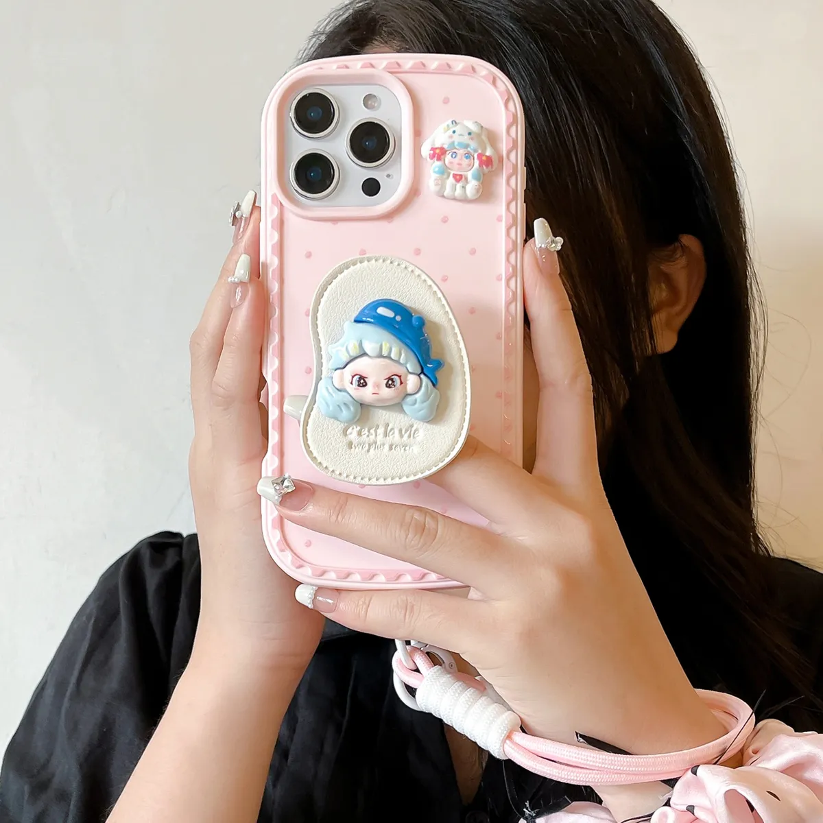 新模具卡通女孩支架适用iPhone15promax防摔苹果14promax手机壳16promax手机壳13promax - 图片 2