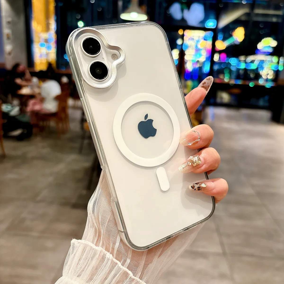 适用苹果iphone16系列手机壳 钛铝纱感磁吸系列 铝合金边框五金按键相框 TPU肤感半透明强磁 - 图片 3