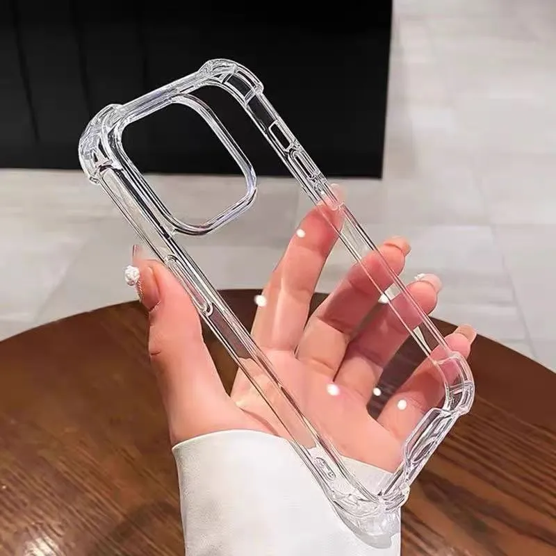 四角防摔亚克力适用苹果16promax手机壳加厚气囊iPhone15透明简约14promax高级感13防摔14plus亚克力12男女款11大孔摄像头Xsmax软边硬背7plus