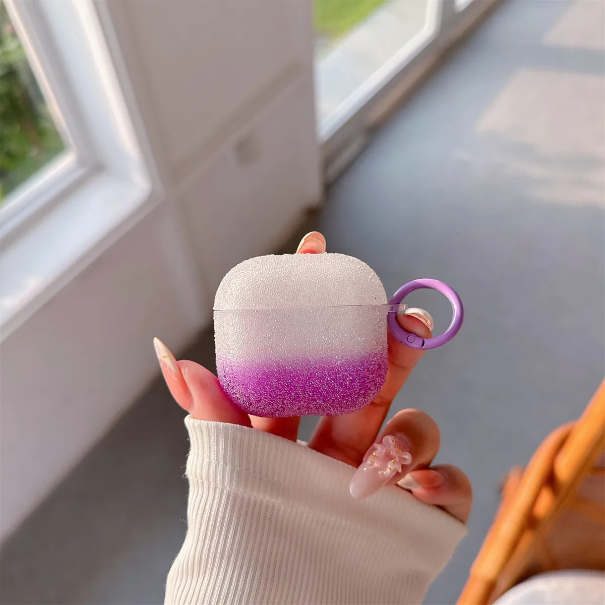 适用苹果AirPods4保护套airpodsPro2无线蓝牙耳机壳软airpods3pro二三四代分体式1/2/3/4渐变珠钻耳机壳防摔新款 - 图片 3