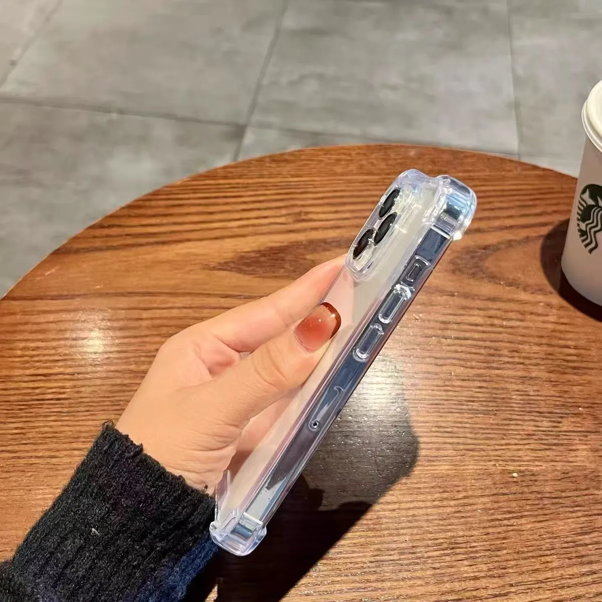 四角防摔亚克力适用苹果16promax手机壳加厚气囊iPhone15透明简约14promax高级感13防摔14plus亚克力12男女款11大孔摄像头Xsmax软边硬背7plus - 图片 6