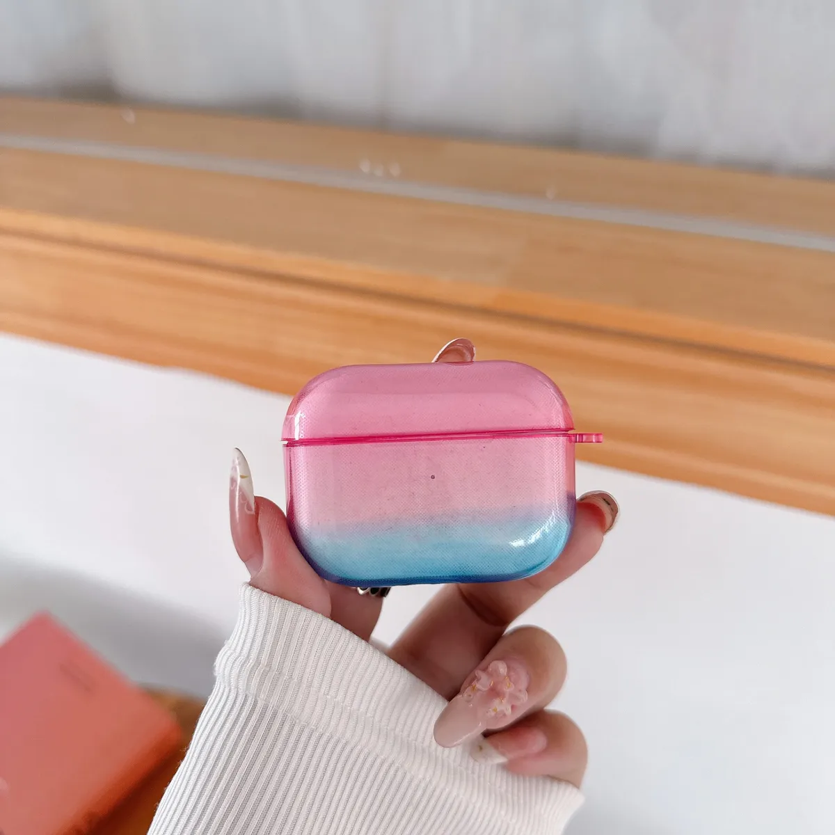 复古彩色双色渐变晕染半透AirPods4代耳机套适用苹果2代蓝牙耳机壳AirPods3代新款小众设计挂件AirPodspro2防摔壳 - 图片 6