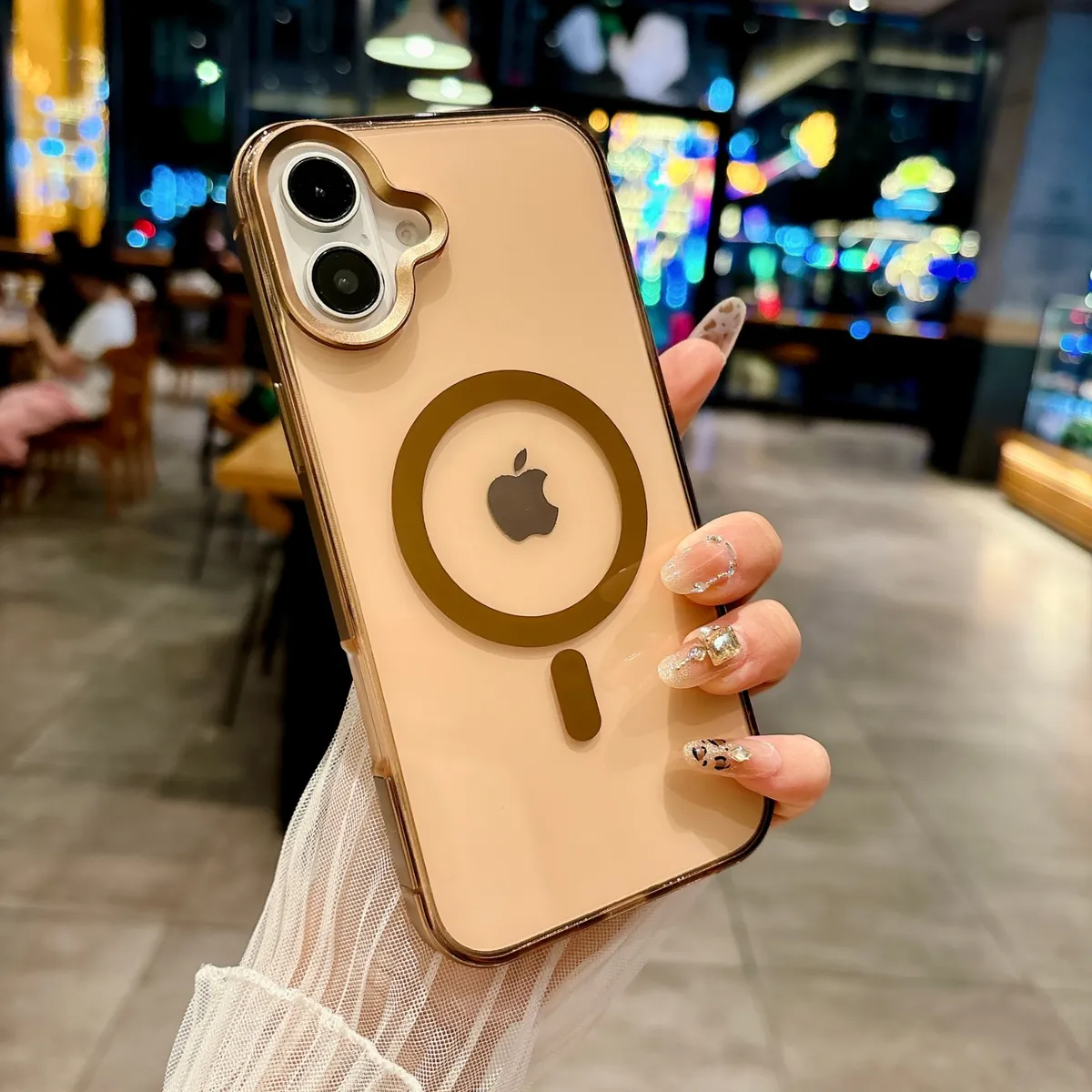 适用苹果iphone16系列手机壳 钛铝纱感磁吸系列 铝合金边框五金按键相框 TPU肤感半透明强磁 - 图片 4