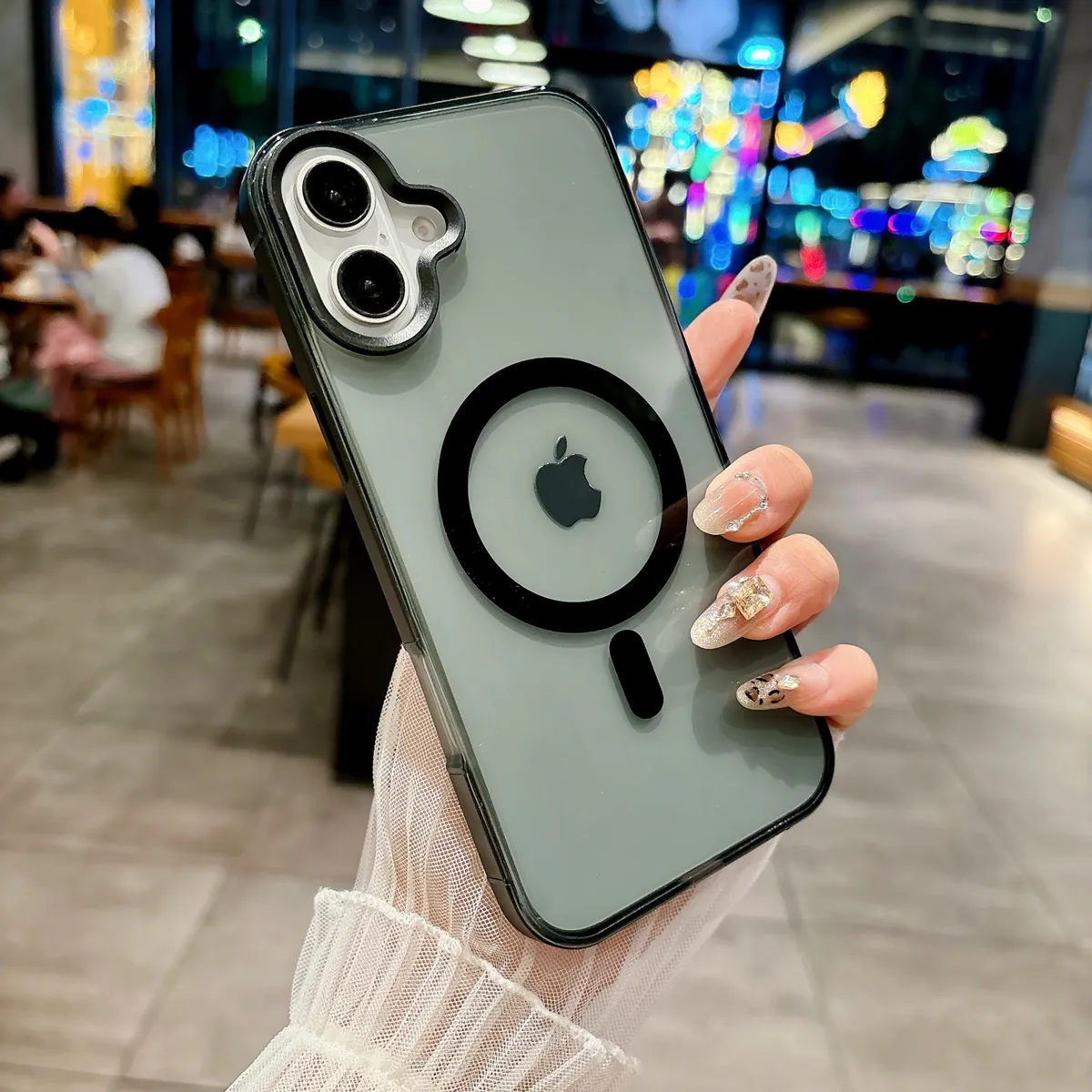 适用苹果iphone16系列手机壳 钛铝纱感磁吸系列 铝合金边框五金按键相框 TPU肤感半透明强磁 - 图片 6