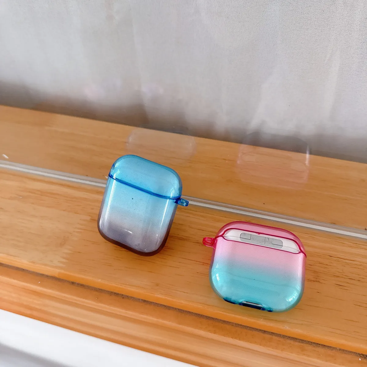 复古彩色双色渐变晕染半透AirPods4代耳机套适用苹果2代蓝牙耳机壳AirPods3代新款小众设计挂件AirPodspro2防摔壳 - 图片 4
