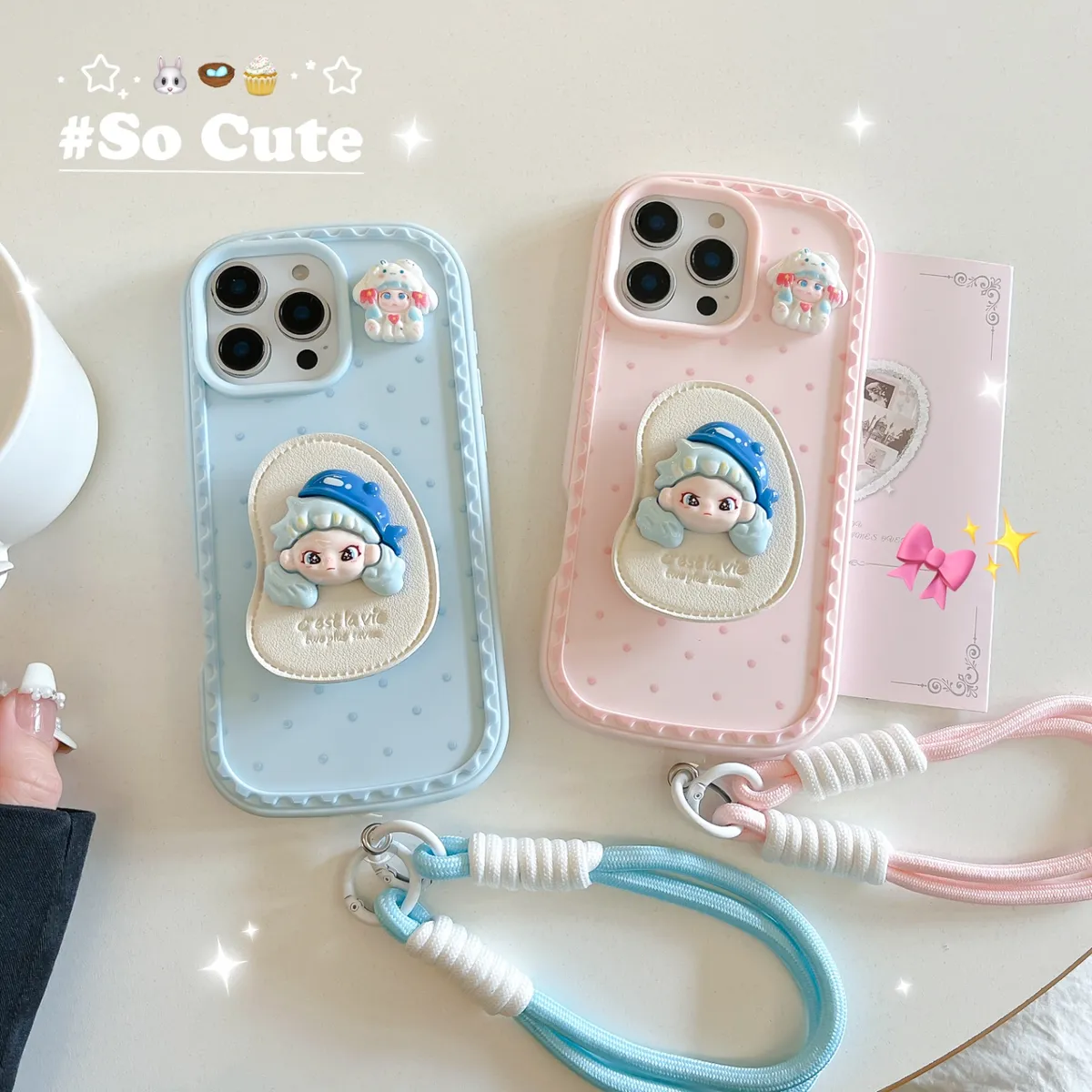 新模具卡通女孩支架适用iPhone15promax防摔苹果14promax手机壳16promax手机壳13promax - 图片 5