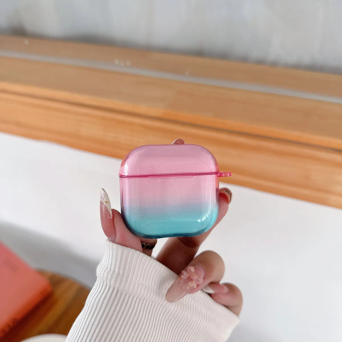 复古彩色双色渐变晕染半透AirPods4代耳机套适用苹果2代蓝牙耳机壳AirPods3代新款小众设计挂件AirPodspro2防摔壳 - 图片 7