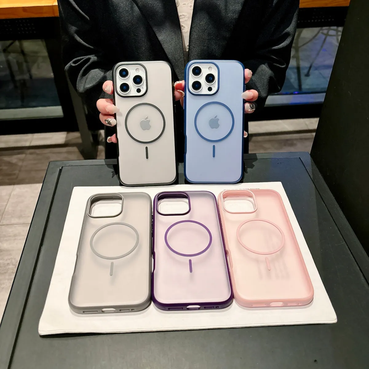 图拉思支点壳新款细圈磁吸苹果iPhone系列手机壳适用苹果MagSafe保护壳纯色磨砂肤感全包防摔软胶壳 - 图片 3