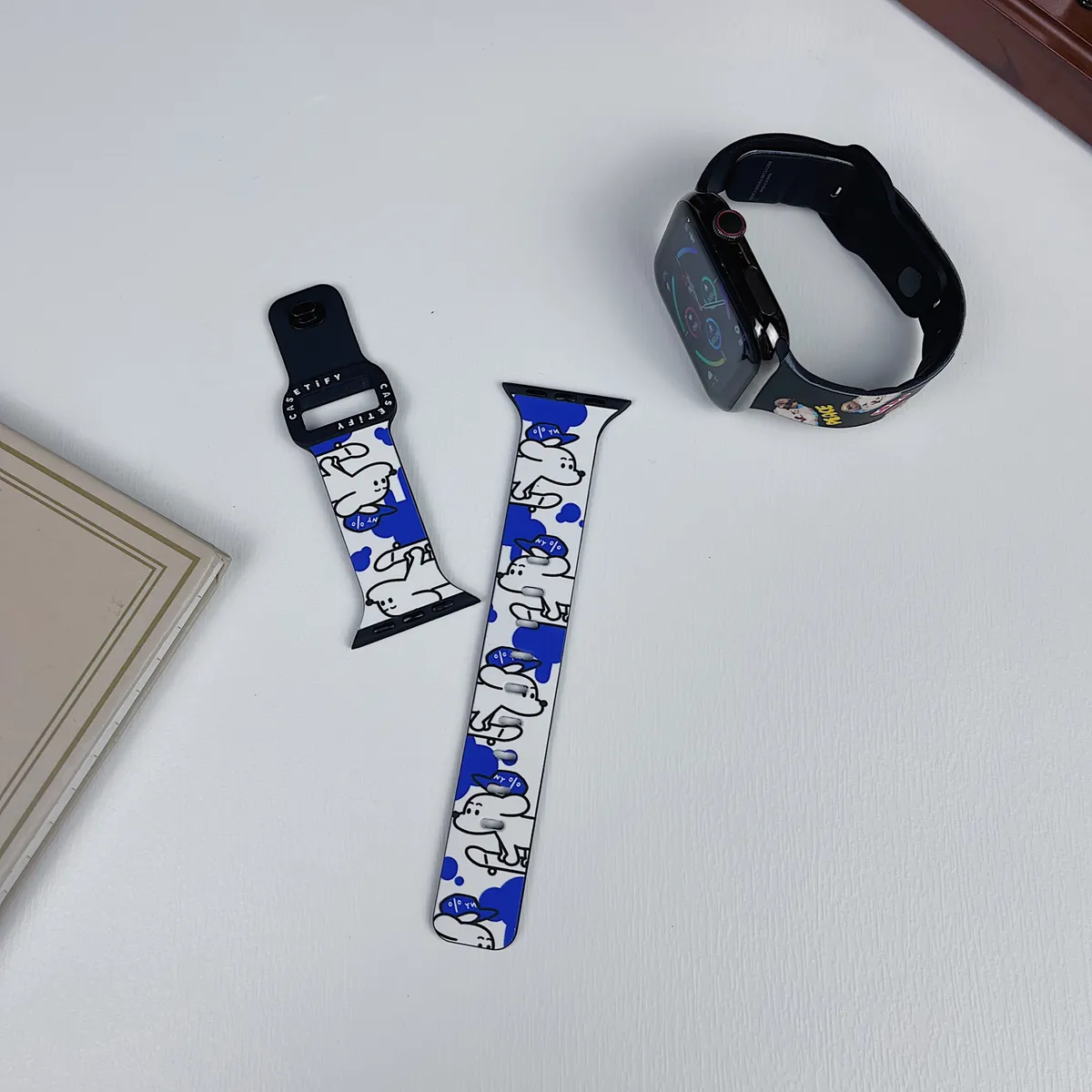 苹果-CASETiFY表带LULU猪涂鸦猫狗-硅胶材质适用S1-S10腕带S9高级感表带S8 - 图片 5