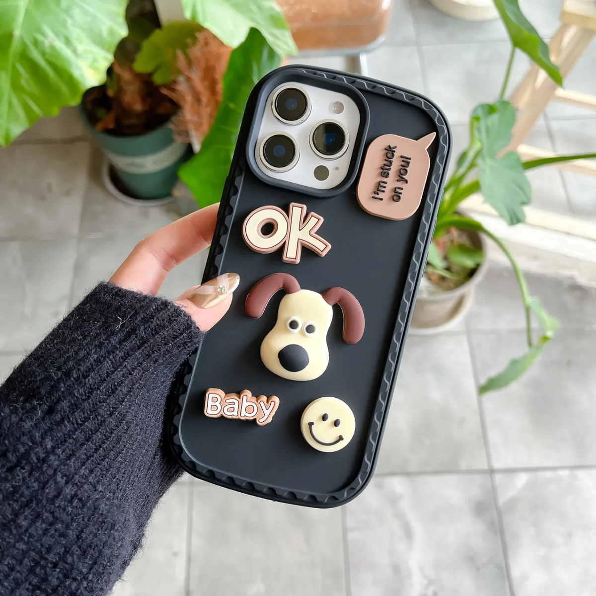 防尘塞推窗掌门狗日韩ins创意卡通立体适用iphone14promax苹果13手机壳11创意15pro新款可爱15pm保护套14 - 图片 4